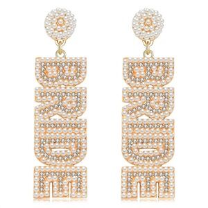 Brand New! BRIDE Earrings! Pearl and rhinestone design. Jewelry Box included!